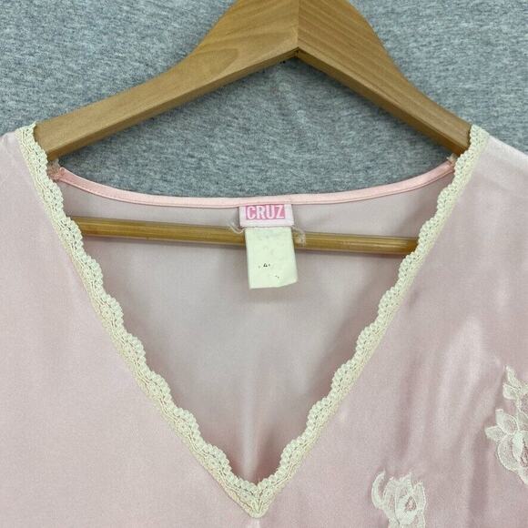 Vintage Natori Cruz Nightgown Womens Large Pink Embroidered Lace Short Sleeve - Picture 4 of 10
